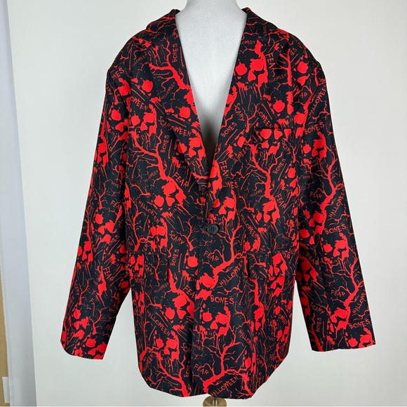 Men’s Halloween Balck Red Fear Bones Halloween Print Suit Size XL - Picture 1 of 15